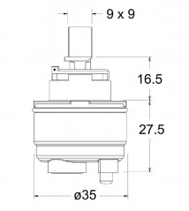 C2 cartridge for Ondyna mixing valve type JR107/JR401/EM401, d.35mm