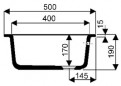 Rectangular tank to be embedded in the wall 500x450mm.