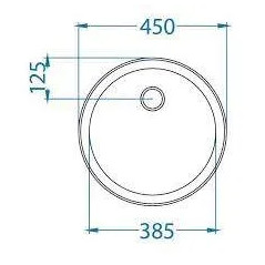 Round stainless steel bowl to be embedded diameter 450mm height 150mm.