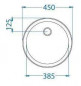 Ciotola rotonda in acciaio inox da incassare diametro 450mm altezza 150mm.