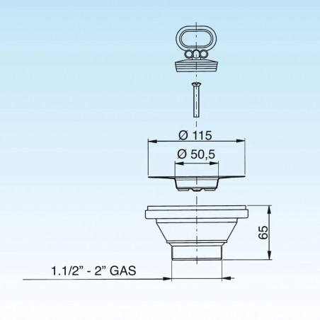 Drain without overflow for industrial sinks