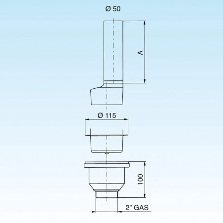 Bonde 2p avec tube de surverse en PP gris, longueur 170mm