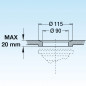 2p drain with overflow tube in grey PP, length 170mm