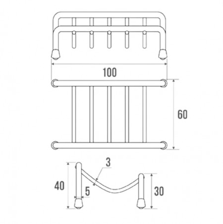 Portasapone su gambe in acciaio inox 100x60x40mm.