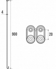 Tendeur racourcissable 900 mm pour tube diamètre 20 mm.