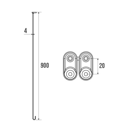 Tenditore accorciabile 900mm per diametro del tubo 20mm.