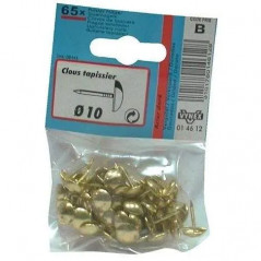 Clavos de tapicería de acero chapado en oro de 10 mm SC, diámetro de 10 mm, 65 piezas