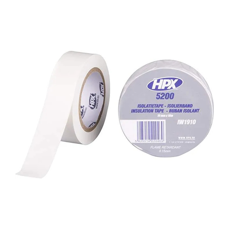 Cinta aislante de PVC TAPE 5200, blanca, 15mm x 10m