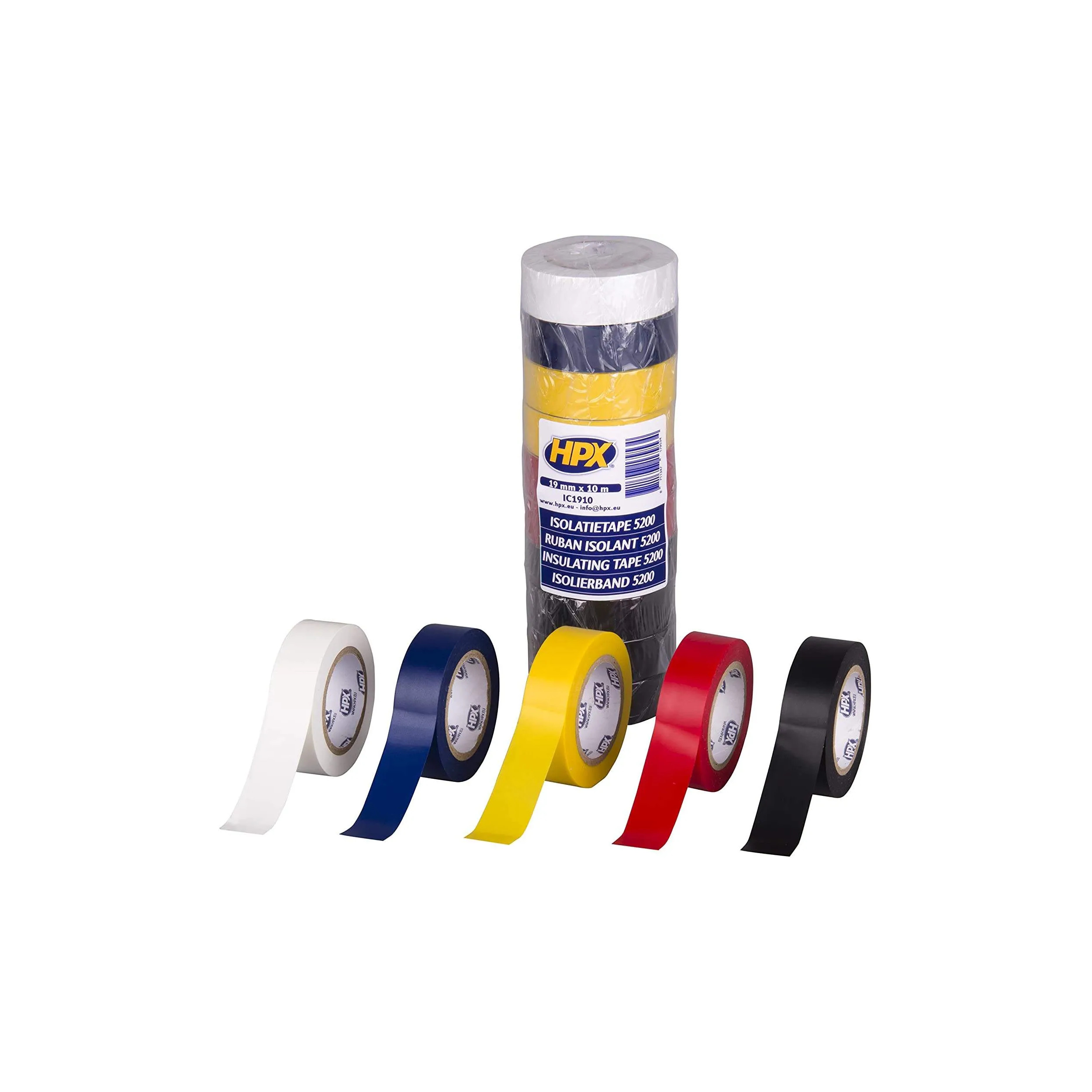 Cinta aislante de PVC TAPE 5200, juego de 10, 19mm x 10m