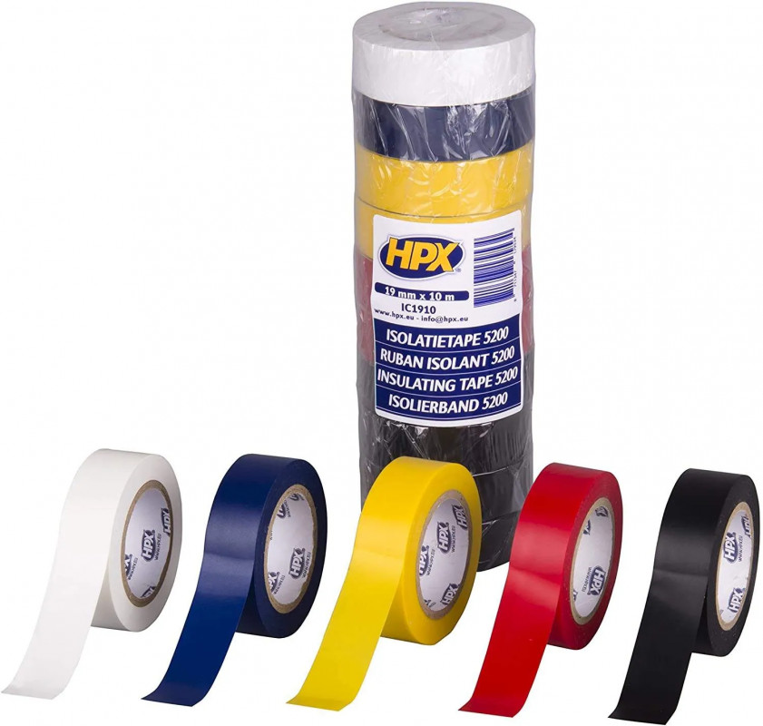 Cinta aislante de PVC TAPE 5200, juego de 10, 19mm x 10m