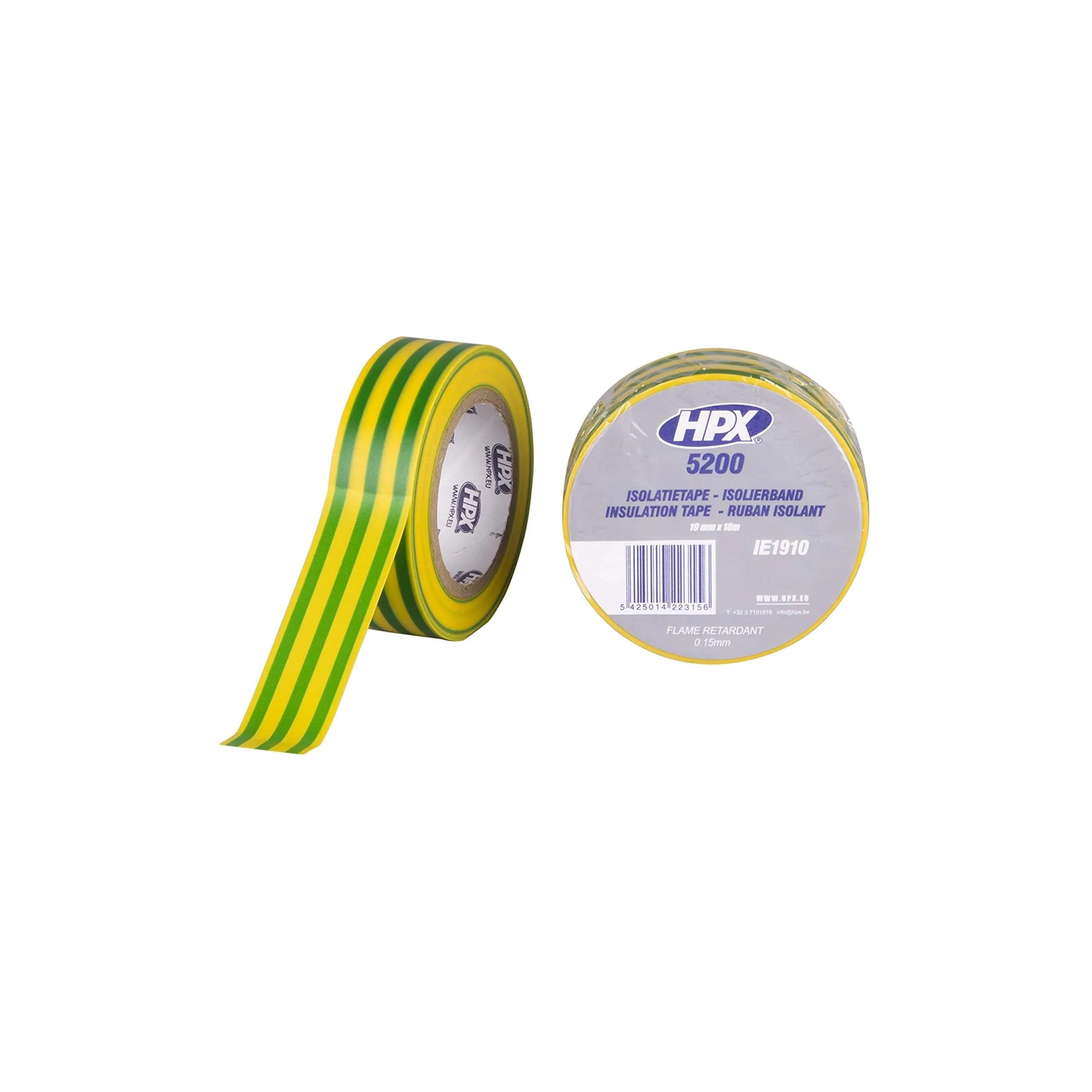 Cinta aislante de PVC TAPE 5200, verde amarilla, 19mm x 10m