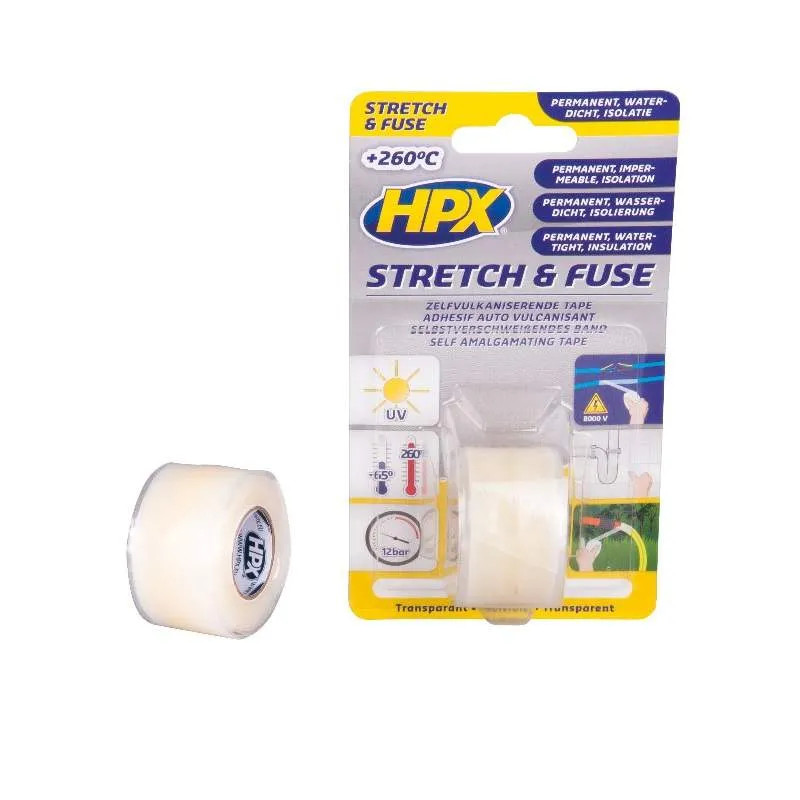 Ruban auto vulcanisant stretch et fuse transparent, 25 mm x 3m