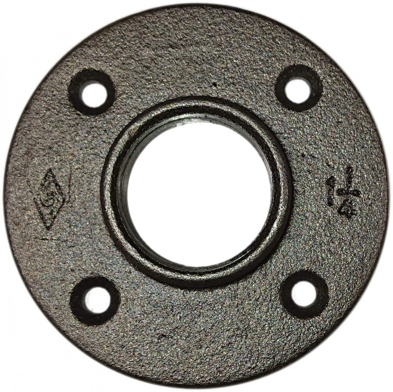 Black round threaded flange 33x42 with 4 fixing holes