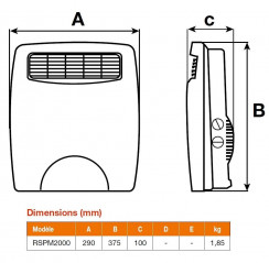 Portable fan heater 2000 W