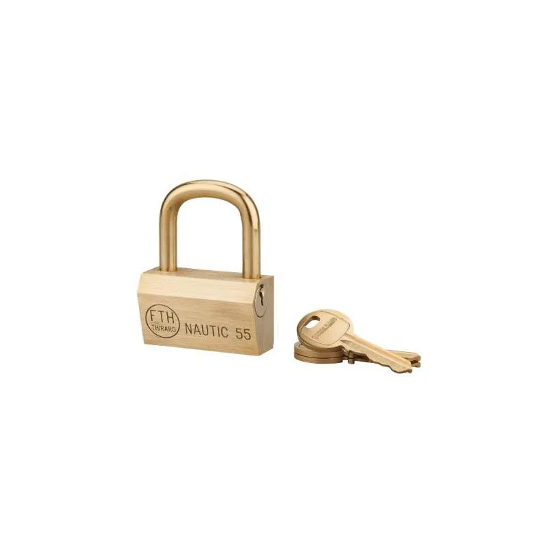 Padlock NAUTIC 68, brass shackle, 3 keys