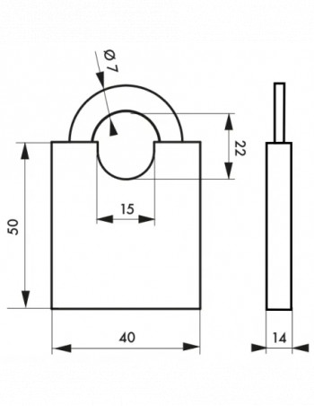 Cadenas SHOULDER 40 mm, anse acier, 2 clés