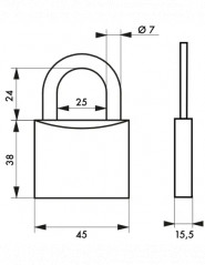 Vorhängeschloss Typ 1, 45mm, Stahlbügel, 2 Schlüssel