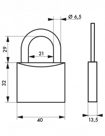 Key padlock, type 1, COLOR 40mm, 2 keys