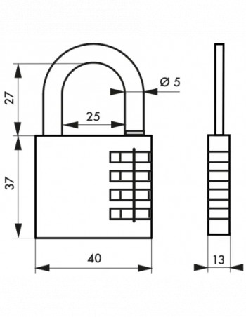 VENUS padlock, 40mm, 4 virol combination