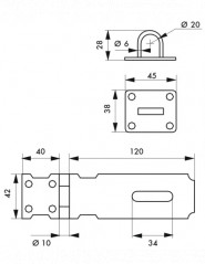 Vorhängeschlosshalter aus verzinktem Stahl, 125 mm