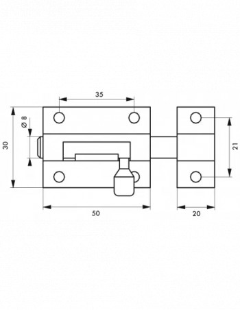 White brass bolt 50mm