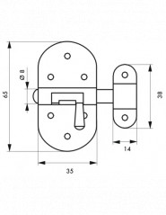 PENE round steel nickel plated bolt, 35mm