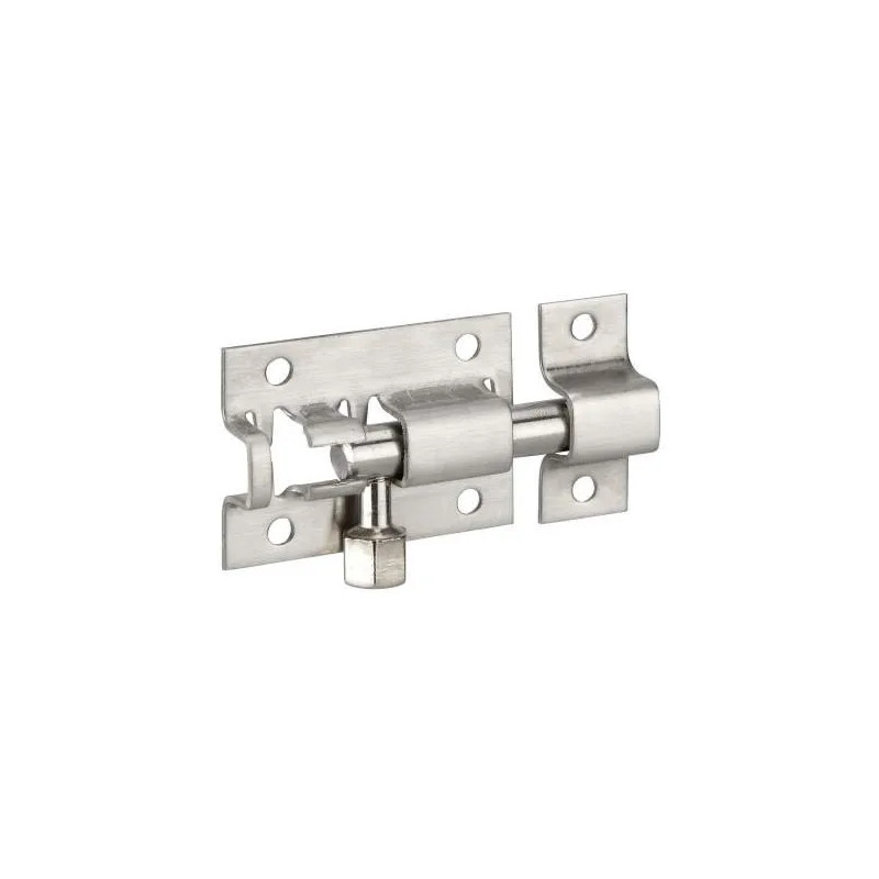 Verrou de porte, targette PENE rond inox nickelé, 38 mm