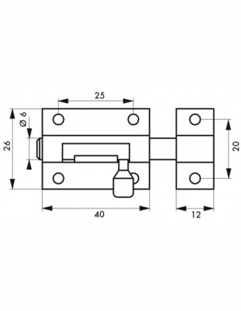 Door bolt, PENE round stainless steel nickel plated, 38mm