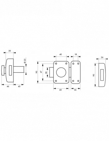 Pack de 2 verrous 2310, cylindre 45 mm, bronze, 6 clés