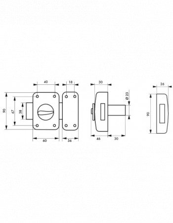 Lock CORVETTE, button cylinder 30mm, epoxy gold, 3 keys