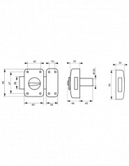 Riegel CORVETTE, Knauf 40mm, goldfarben epoxiert, 3 Schlüssel