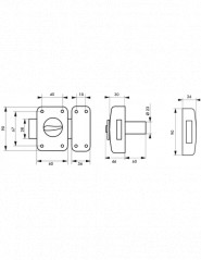 Verrou CORVETTE, bouton cylindre 60 mm, epoxy or, 3 clés