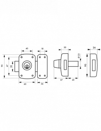 Cylinder lock 45mm, epoxy bronze, 3 keys