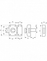 Verrou trafic 6 à bouton et cylindre 45 mm, epoxy or, 4 clés