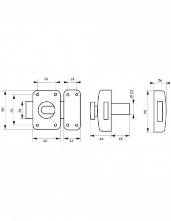 Traffic lock 6 with knob and cylinder 45mm, epoxy gold, 4 keys