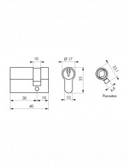 Halbzylinder Messingprofil, 30x10, 3 Schlüssel BB1