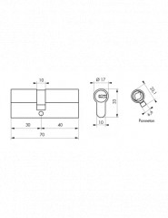 Cylinder PROFILE TRAFIC 6, nickel plated V, 30x40, reversible, 5 keys