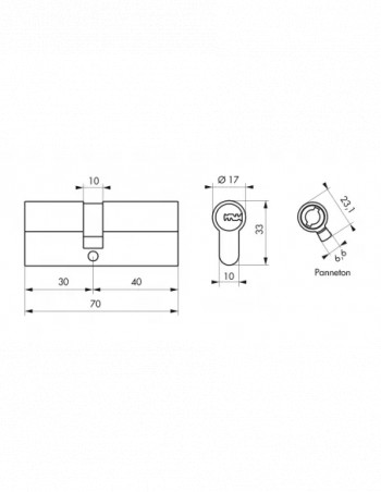 Cylinder PROFILE TRAFIC 6, nickel plated V, 30x40, reversible, 5 keys