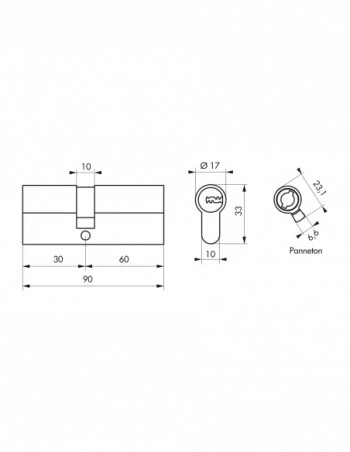 Cylinder PROFILE TRAFIC 6, nickel plated V, 30x60, reversible, 5 keys