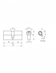 Cilindro PROFILO EUROPEO, ottone, 30x30 mm, 3 chiavi BB1