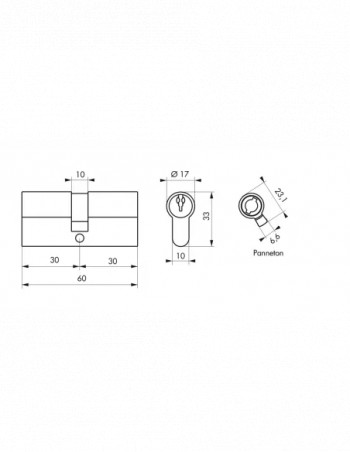 Cilindro PROFILO EUROPEO, ottone, 30x30 mm, 3 chiavi BB1