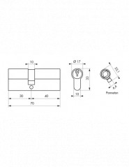 Cilindro PROFILO EUROPEO, ottone, 30x40 mm, 3 chiavi BB1