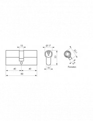 Cilindro PROFILO EUROPEO, ottone, 40x40 mm, 3 chiavi BB1