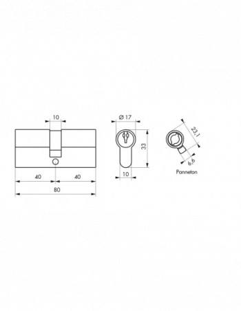 Cilindro PROFILO EUROPEO, ottone, 40x40 mm, 3 chiavi BB1