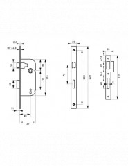 Mortice lock, 40mm shaft, BR latch, bronze, 1 key