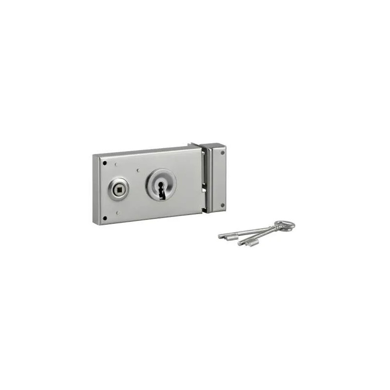 Lock for gate, 1/2 turn deadbolt, zinc plated, 140x82, right