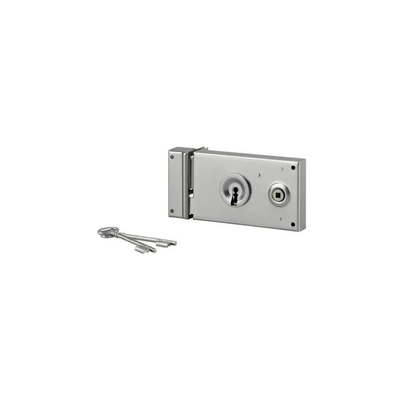 Lock for gate, 1/2 turn deadbolt, zinc plated, 140x82, left