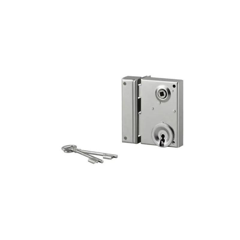 Lock for gate, 1/2 turn deadbolt, zinc plated, 70x110, left