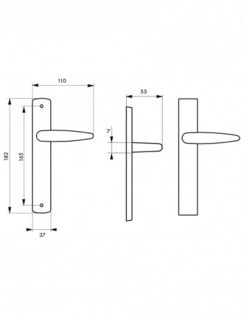 Ares chrome door handle, E165, with BB2 duckbill