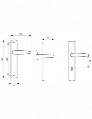 Door handle Ares chrome, E165, with hole for key BB2